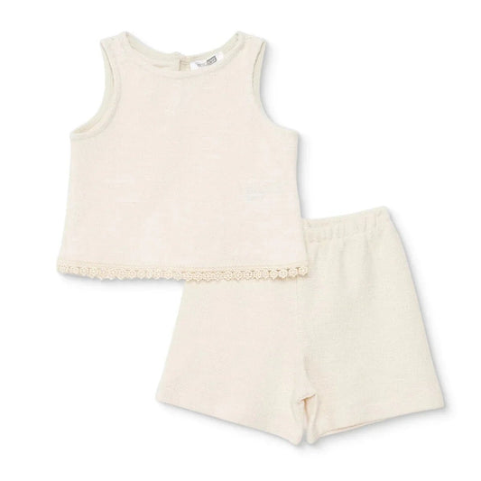 HelloBaby Girls Blouse & Shorts Set Pastel Dreams Crew Neck Short Length Sleeveless - Ecru | Luxury Home Accessories | Heulog Glow