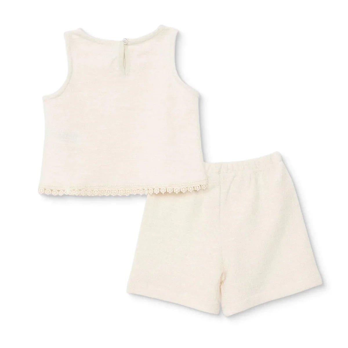 HelloBaby Girls Blouse & Shorts Set Pastel Dreams Crew Neck Short Length Sleeveless - Ecru | Luxury Home Accessories | Heulog Glow