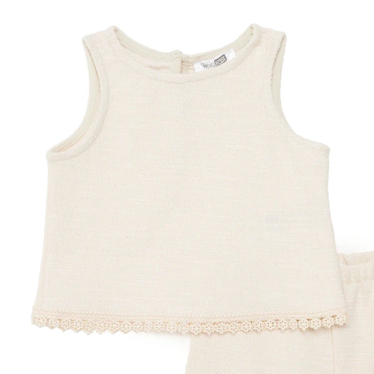 HelloBaby Girls Blouse & Shorts Set Pastel Dreams Crew Neck Short Length Sleeveless - Ecru | Luxury Home Accessories | Heulog Glow