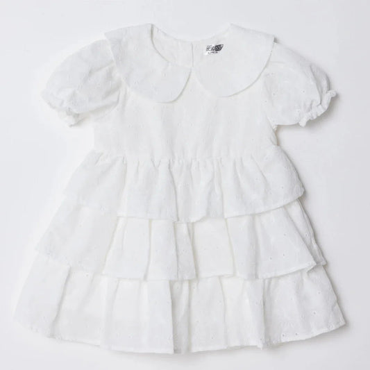 HelloBaby Girls Dress Berry Belle Peter Pan Collar Short Sleeve - White | Luxury Home Accessories | Heulog Glow