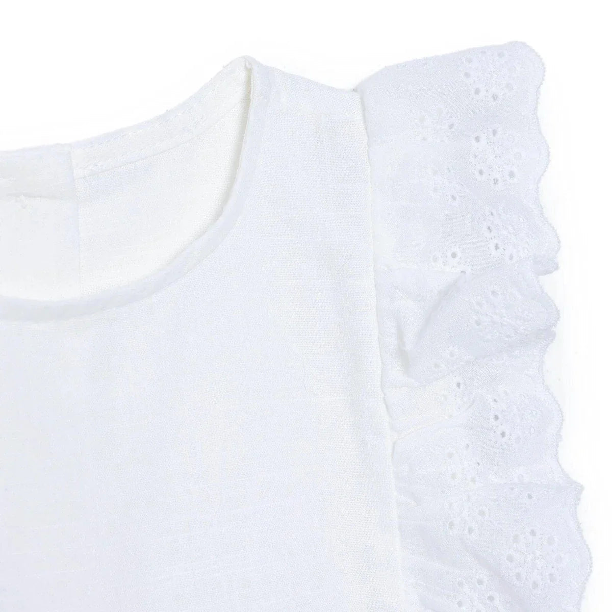 HelloBaby Girls Dress Buttoned Berry Belle Crew Neck Short Sleeve - Ecru | Luxury Home Accessories | Heulog Glow