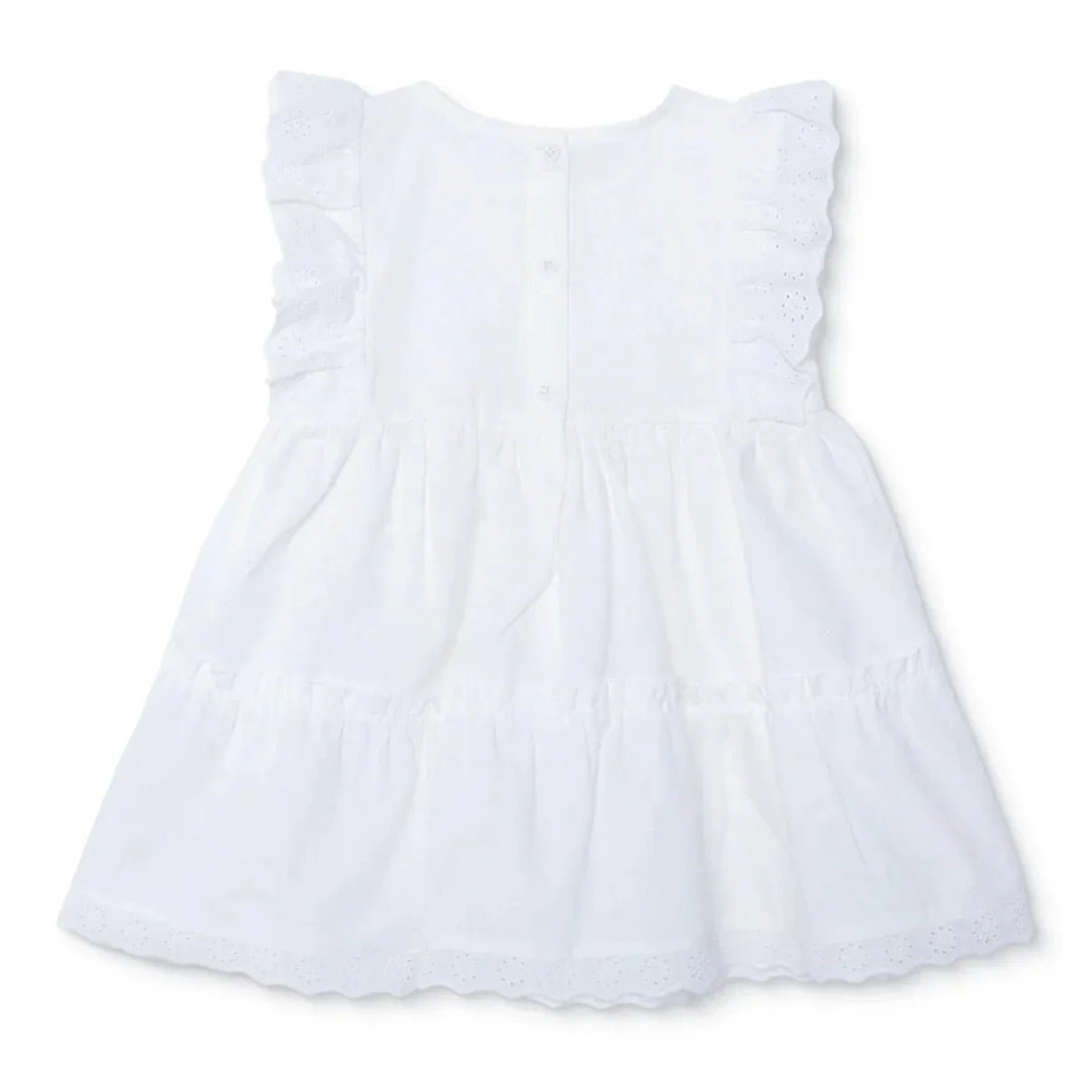 HelloBaby Girls Dress Buttoned Berry Belle Crew Neck Short Sleeve - Ecru | Luxury Home Accessories | Heulog Glow