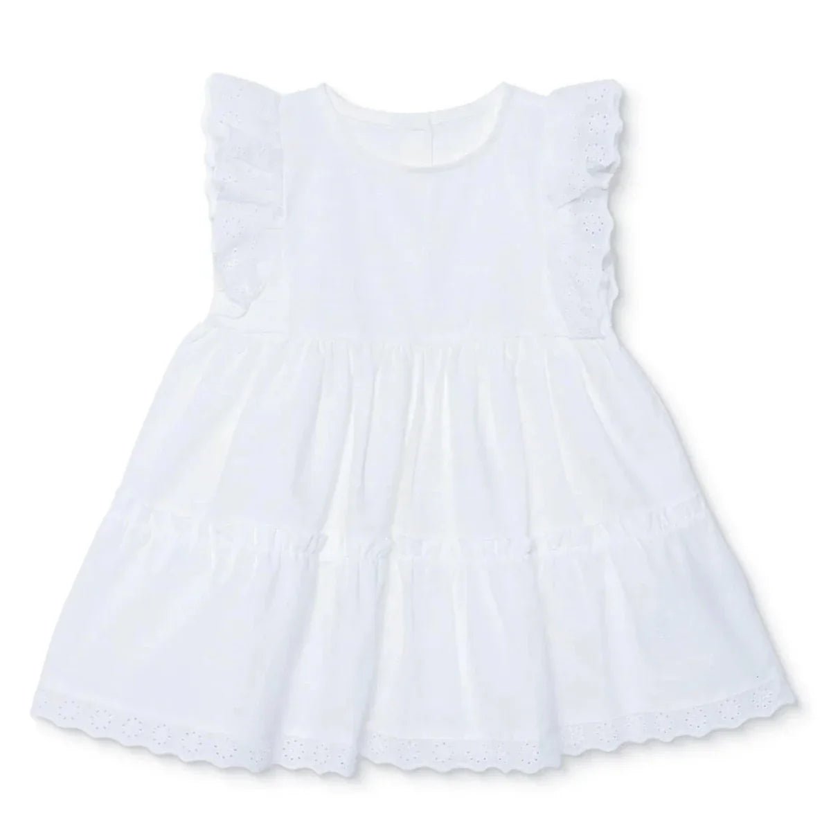 HelloBaby Girls Dress Buttoned Berry Belle Crew Neck Short Sleeve - Ecru | Luxury Home Accessories | Heulog Glow