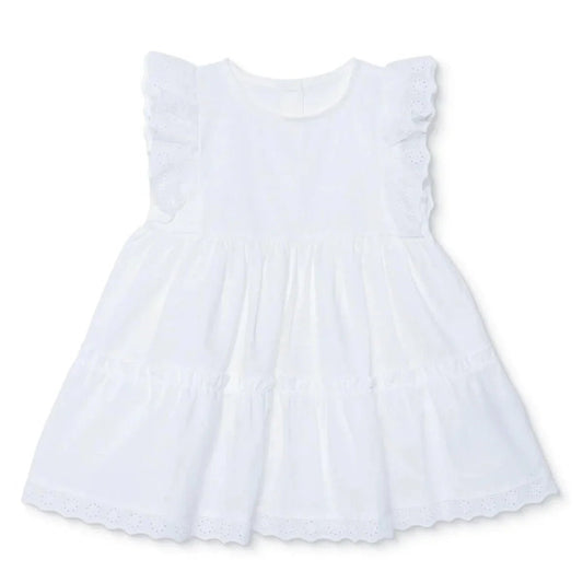 HelloBaby Girls Dress Buttoned Berry Belle Crew Neck Short Sleeve - Ecru | Luxury Home Accessories | Heulog Glow