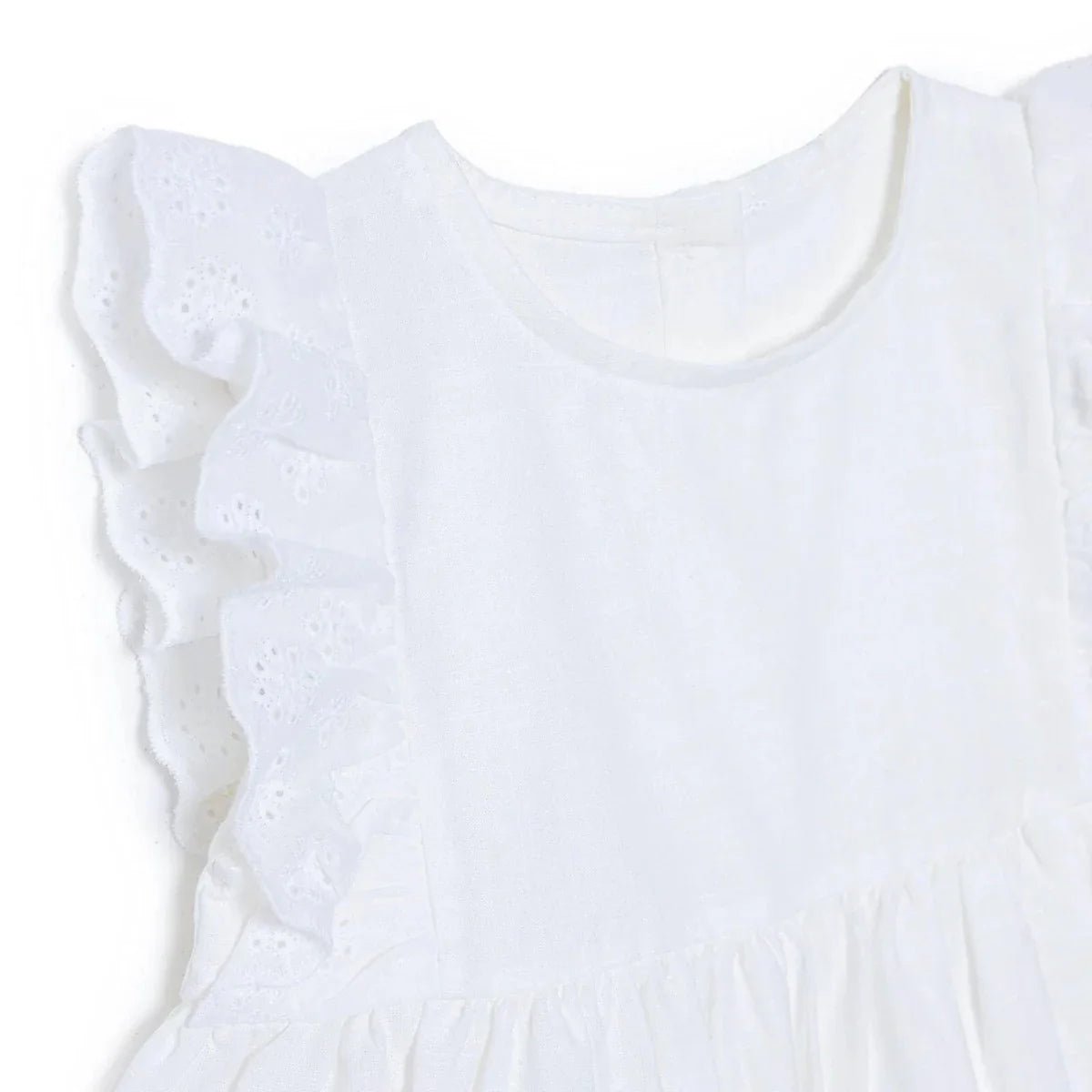 HelloBaby Girls Dress Buttoned Berry Belle Crew Neck Short Sleeve - Ecru | Luxury Home Accessories | Heulog Glow