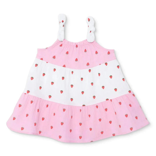 HelloBaby Girls Dress Buttoned Berry Belle Crew Neck Short Sleeve - Pink Printed | Luxury Home Accessories | Heulog Glow