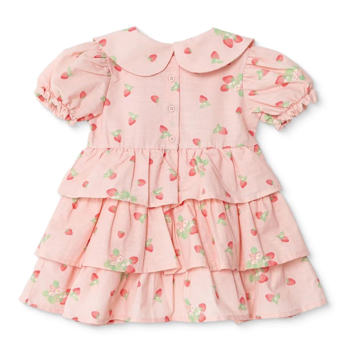 HelloBaby Girls Dress Cherry Print Buttoned Berry Belle Peter Pan Collar Short Sleeve - Pink Printed | Luxury Home Accessories | Heulog Glow