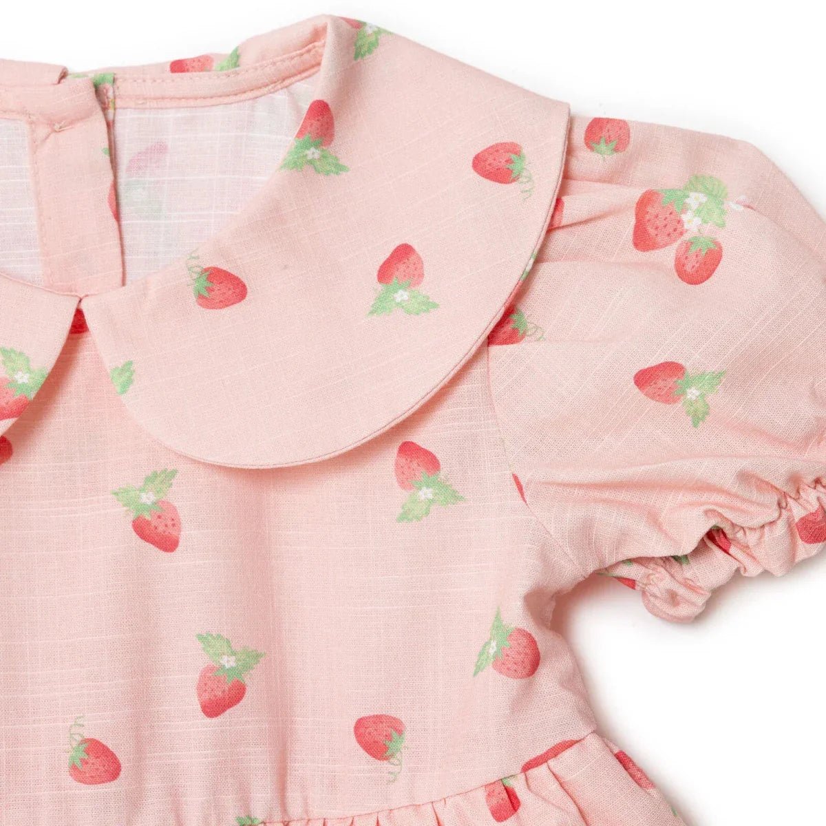 HelloBaby Girls Dress Cherry Print Buttoned Berry Belle Peter Pan Collar Short Sleeve - Pink Printed | Luxury Home Accessories | Heulog Glow