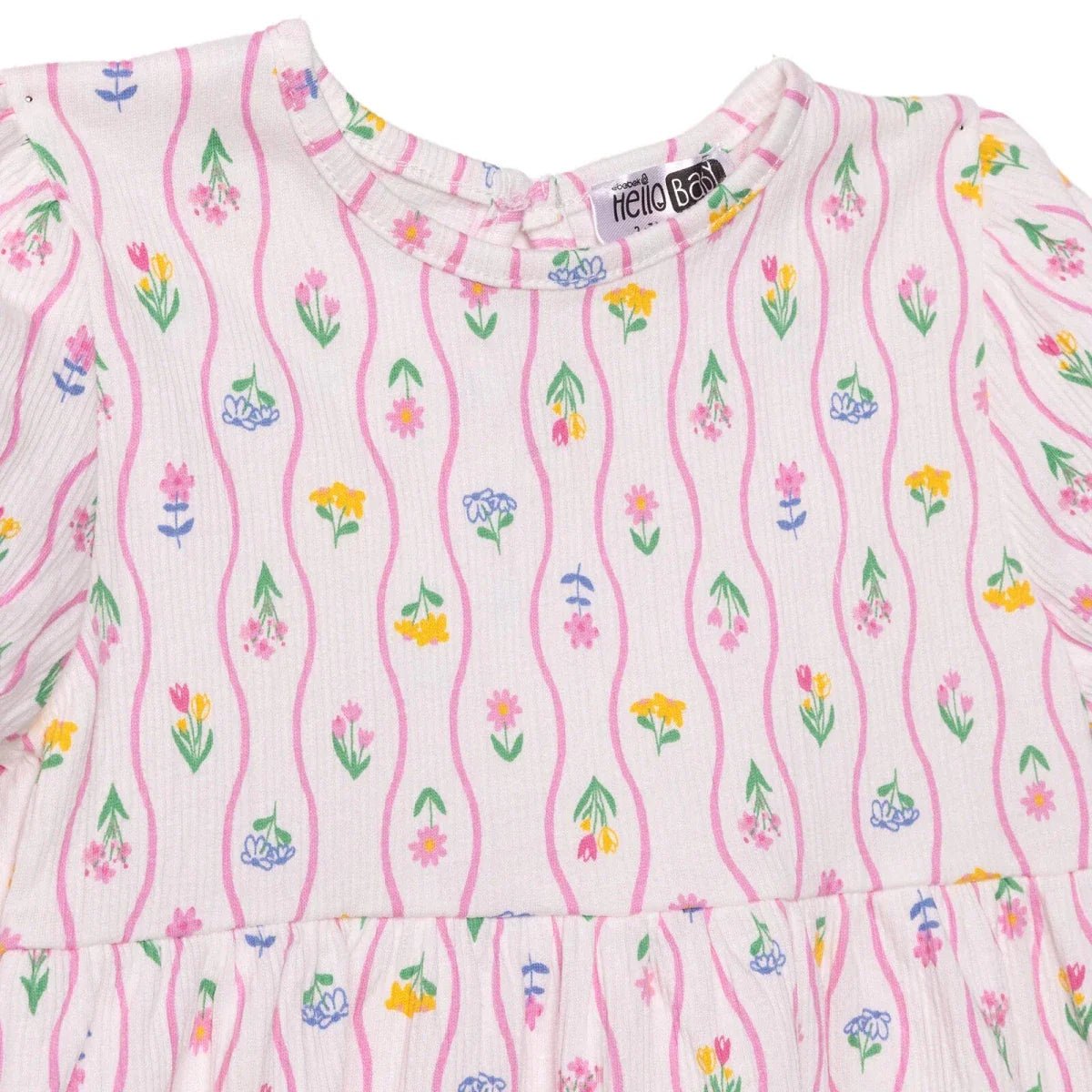HelloBaby Girls Dress Ditsy Flower Crew Neck Short Sleeve - Ecru Printed | Luxury Home Accessories | Heulog Glow