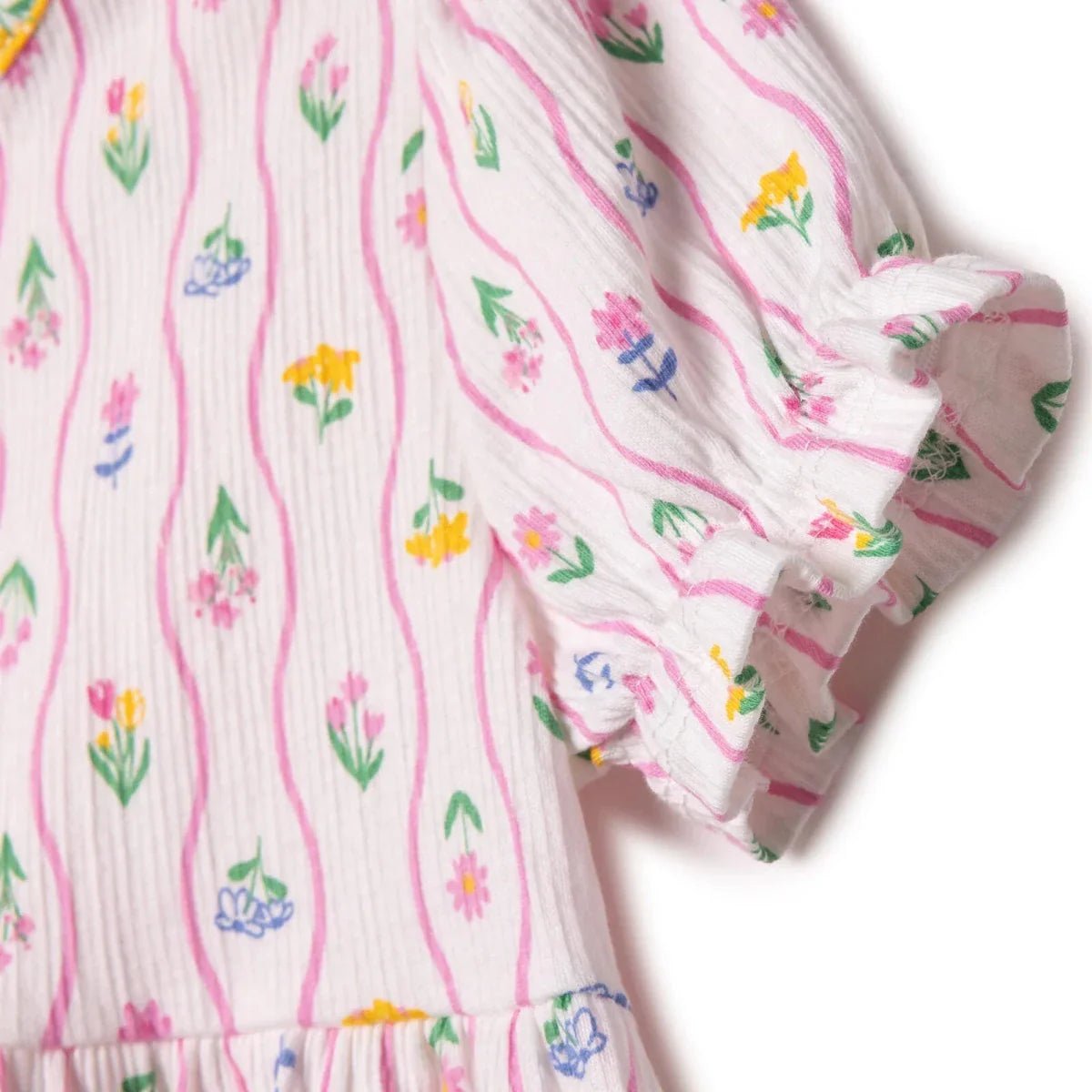 HelloBaby Girls Dress Ditsy Flower Crew Neck Short Sleeve - Ecru Printed | Luxury Home Accessories | Heulog Glow