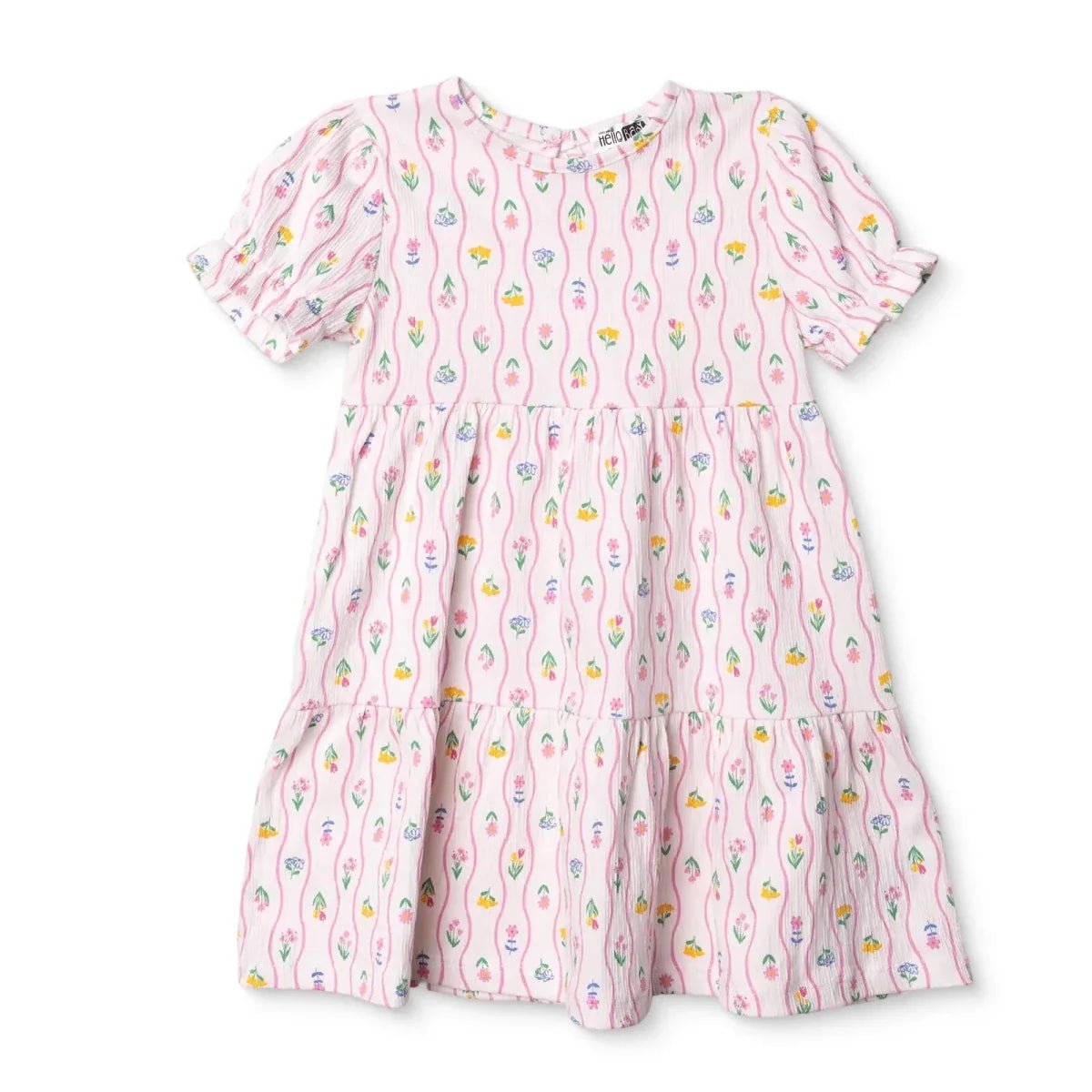 HelloBaby Girls Dress Ditsy Flower Crew Neck Short Sleeve - Ecru Printed | Luxury Home Accessories | Heulog Glow
