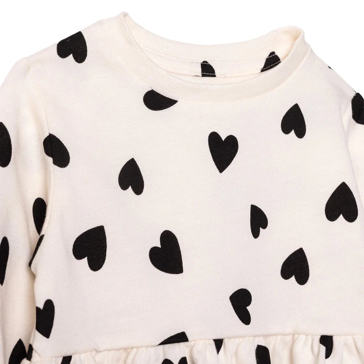 HelloBaby Girls Dress Heart Crew Neck Long Sleeve - Ecru Printed | Luxury Home Accessories | Heulog Glow