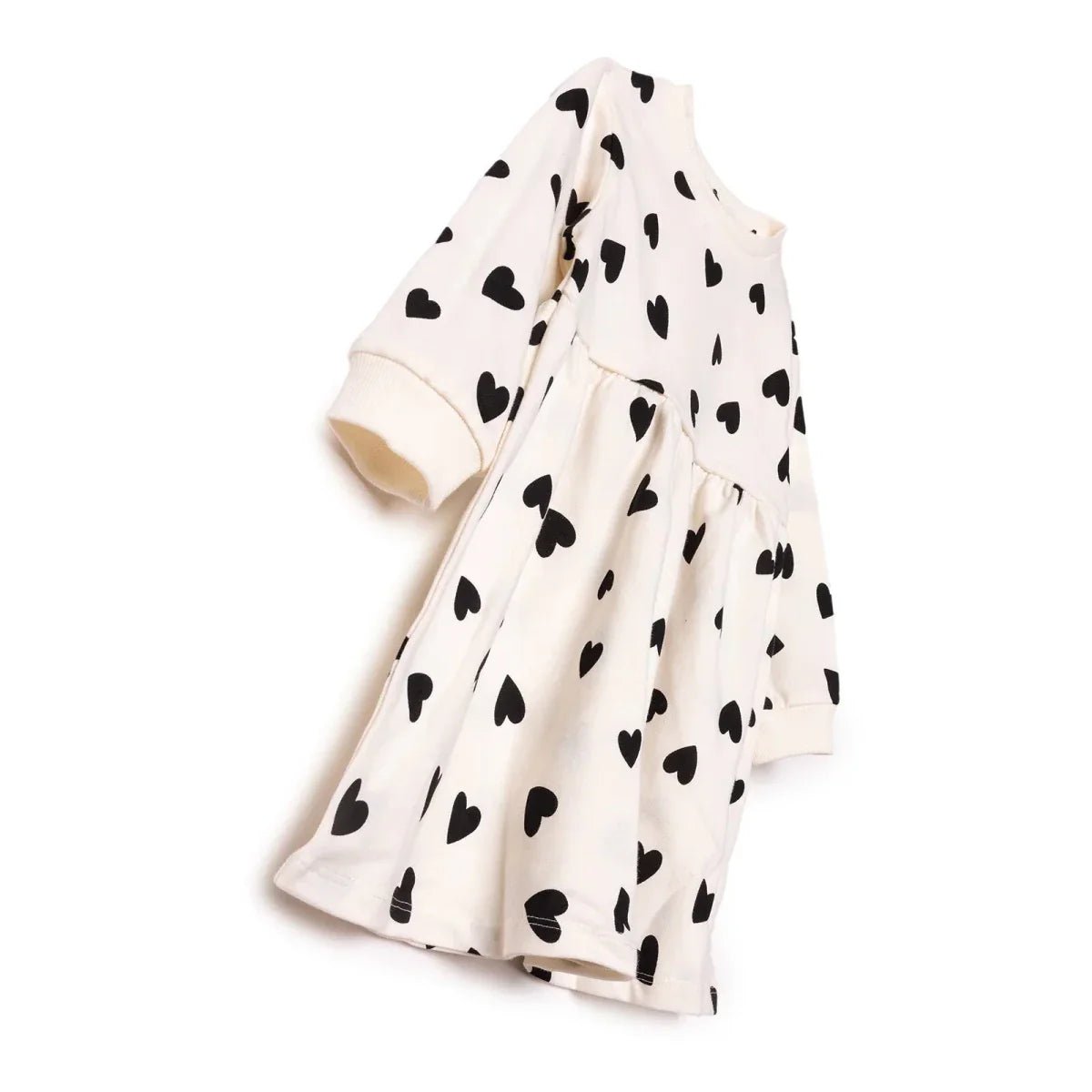 HelloBaby Girls Dress Heart Crew Neck Long Sleeve - Ecru Printed | Luxury Home Accessories | Heulog Glow