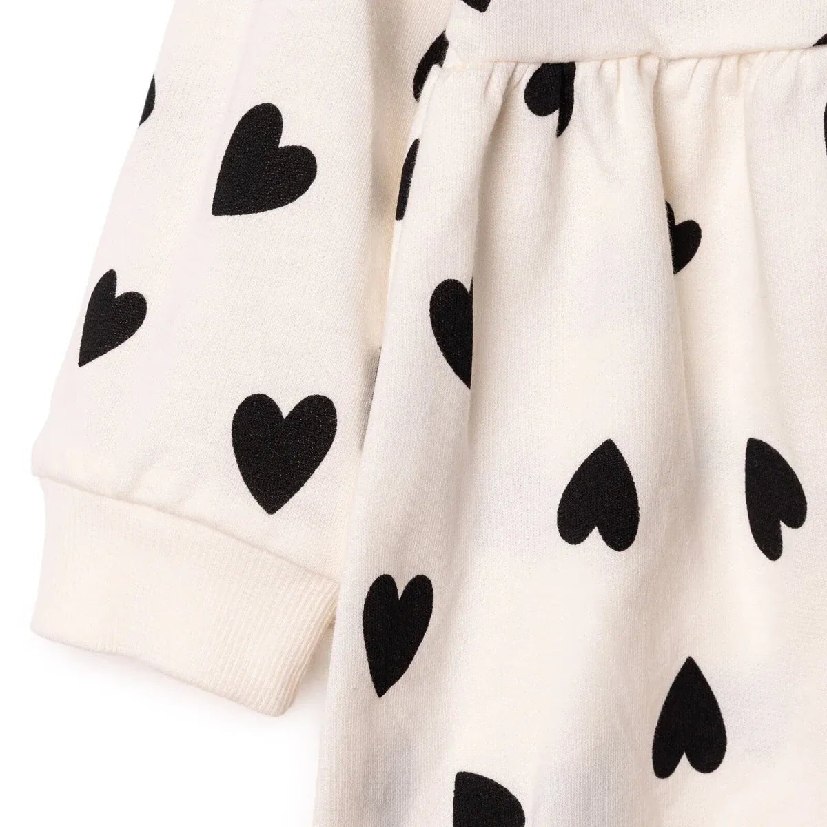 HelloBaby Girls Dress Heart Crew Neck Long Sleeve - Ecru Printed | Luxury Home Accessories | Heulog Glow
