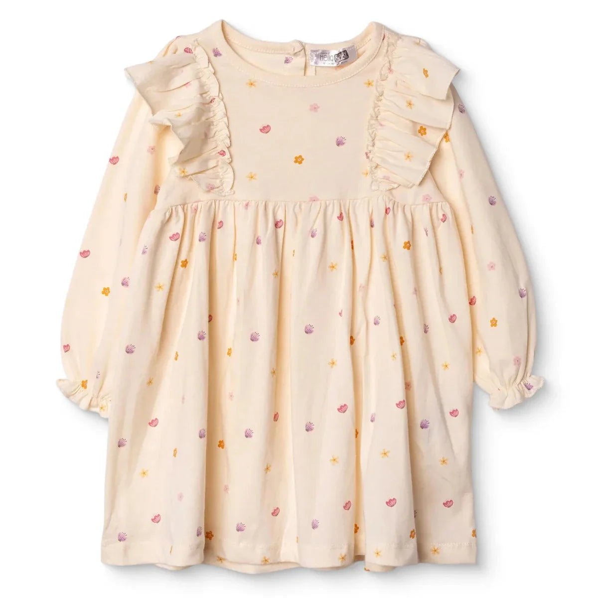 HelloBaby Girls Dress Polka Dot Print Pastel Dreams Crew Neck Long Sleeve - Ecru Printed | Luxury Home Accessories | Heulog Glow