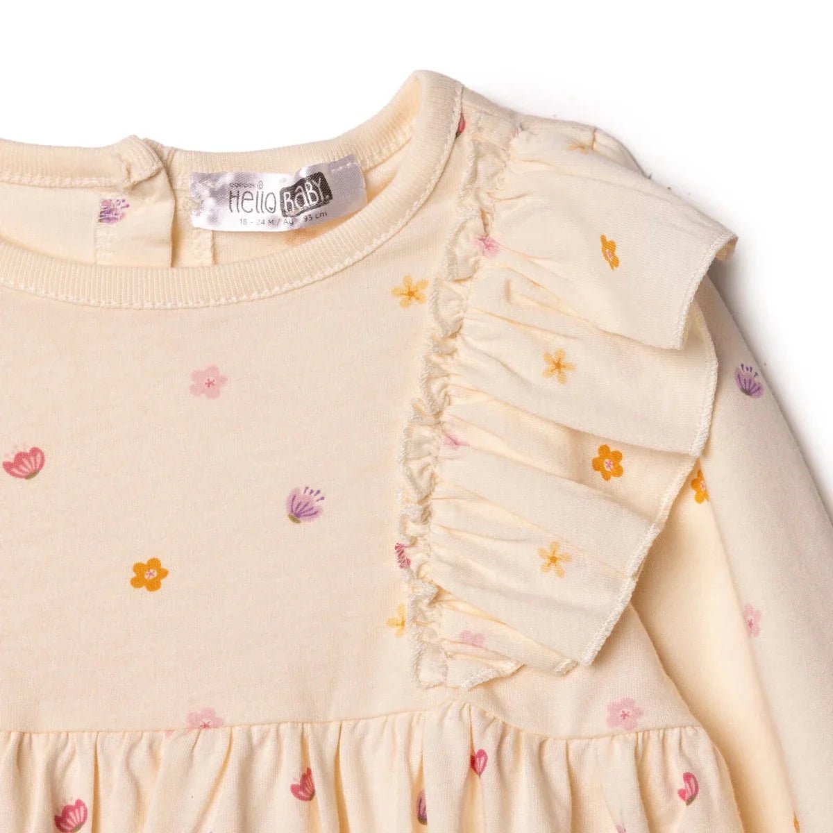 HelloBaby Girls Dress Polka Dot Print Pastel Dreams Crew Neck Long Sleeve - Ecru Printed | Luxury Home Accessories | Heulog Glow