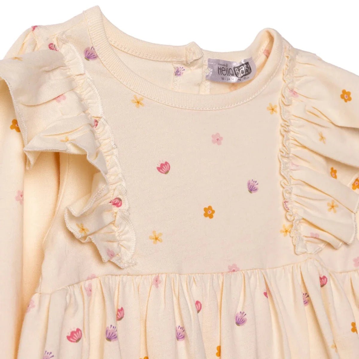 HelloBaby Girls Dress Polka Dot Print Pastel Dreams Crew Neck Long Sleeve - Ecru Printed | Luxury Home Accessories | Heulog Glow