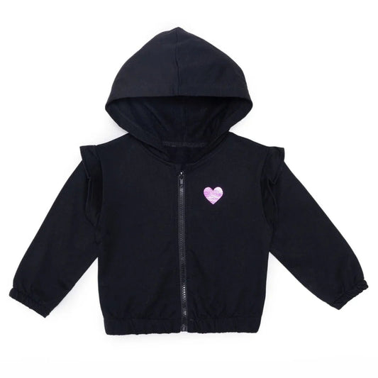 HelloBaby Girls Hooded Cardigan Crew Neck Long Sleeve - Black | Luxury Home Accessories | Heulog Glow