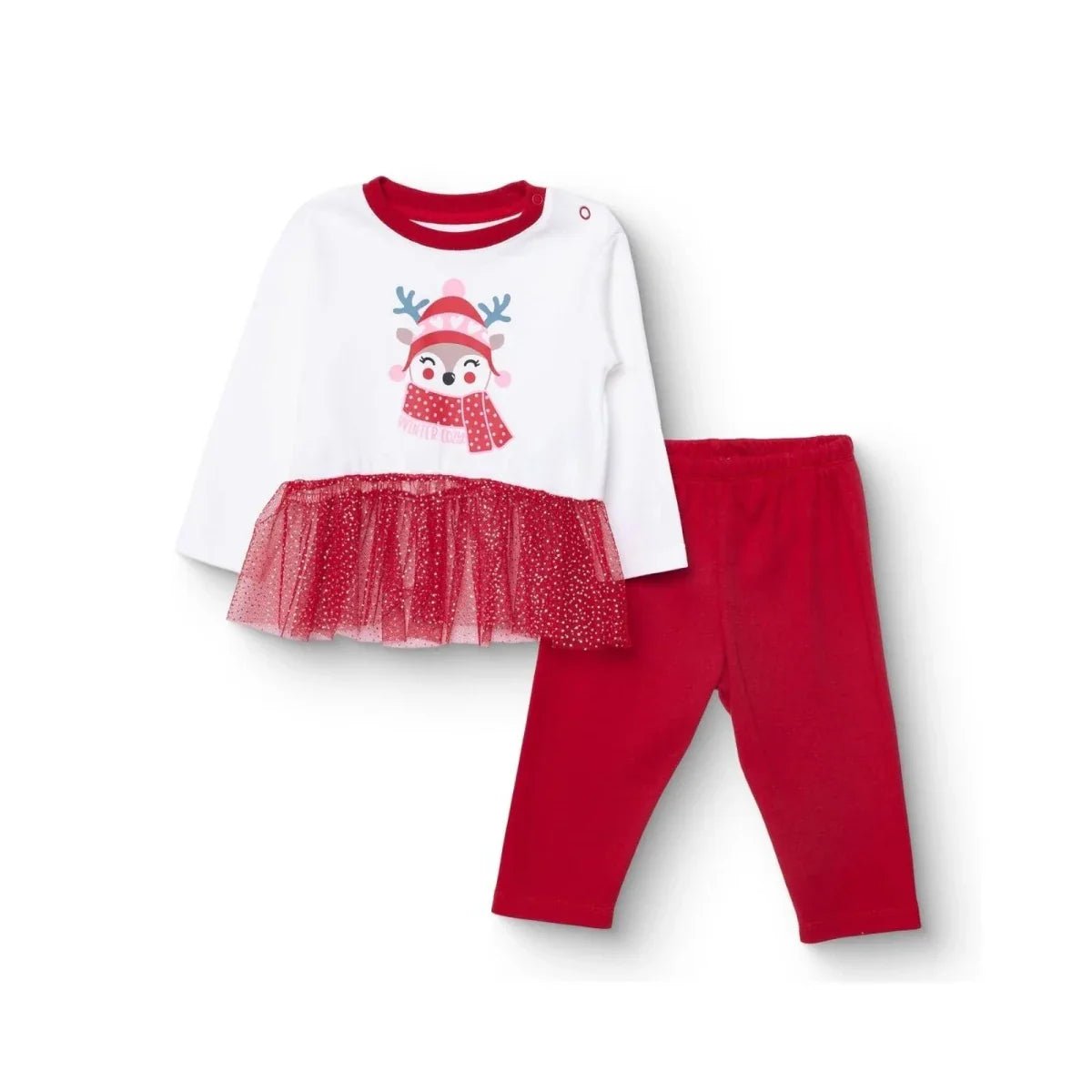 HelloBaby Girls Long Sleeve Pyjamas Set Animal with Poppers Christmas Crew Neck Long Leg Long Sleeve - Red | Luxury Home Accessories | Heulog Glow