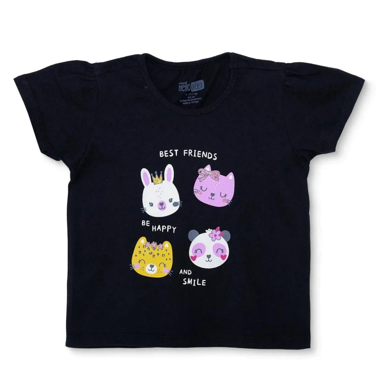 HelloBaby Girls T-shirt Animal Print Crew Neck Short Sleeve - Black | Luxury Home Accessories | Heulog Glow