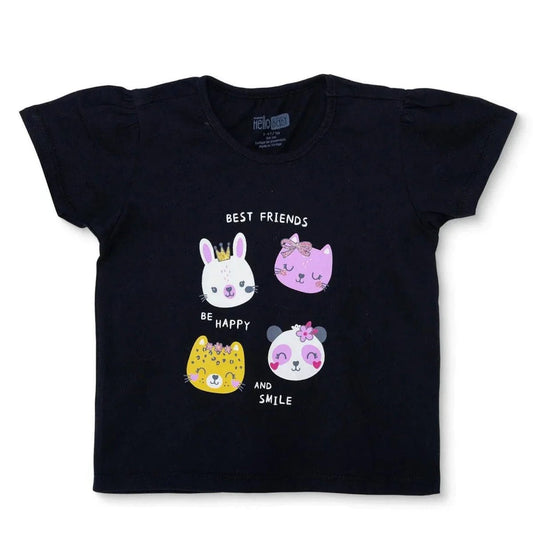 HelloBaby Girls T-shirt Animal Print Crew Neck Short Sleeve - Black | Luxury Home Accessories | Heulog Glow