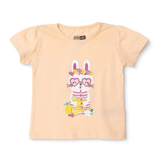 HelloBaby Girls T-shirt Animal Print Crew Neck Short Sleeve - Salmon | Luxury Home Accessories | Heulog Glow
