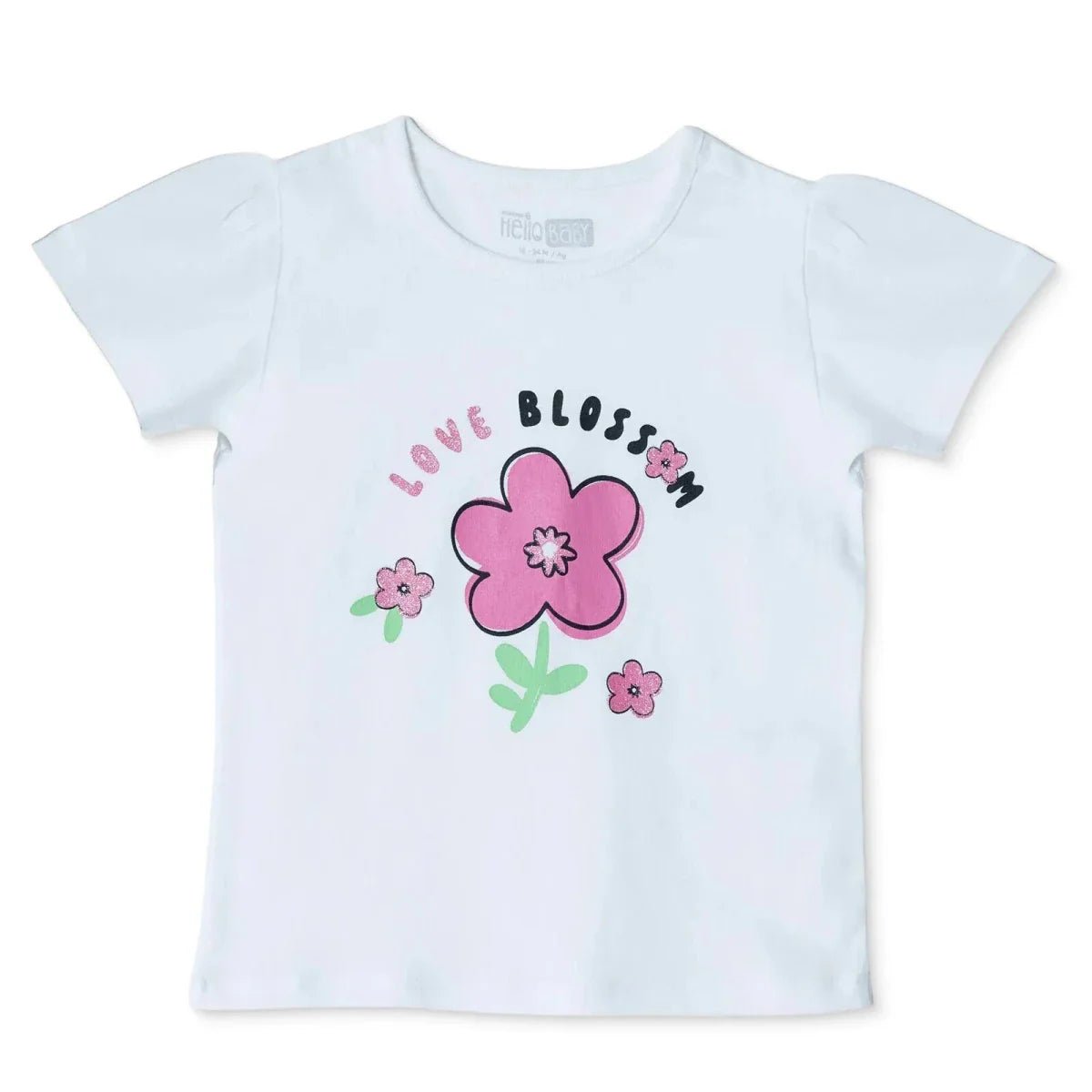 HelloBaby Girls T-shirt Floral Print Crew Neck Short Sleeve - Ecru | Luxury Home Accessories | Heulog Glow