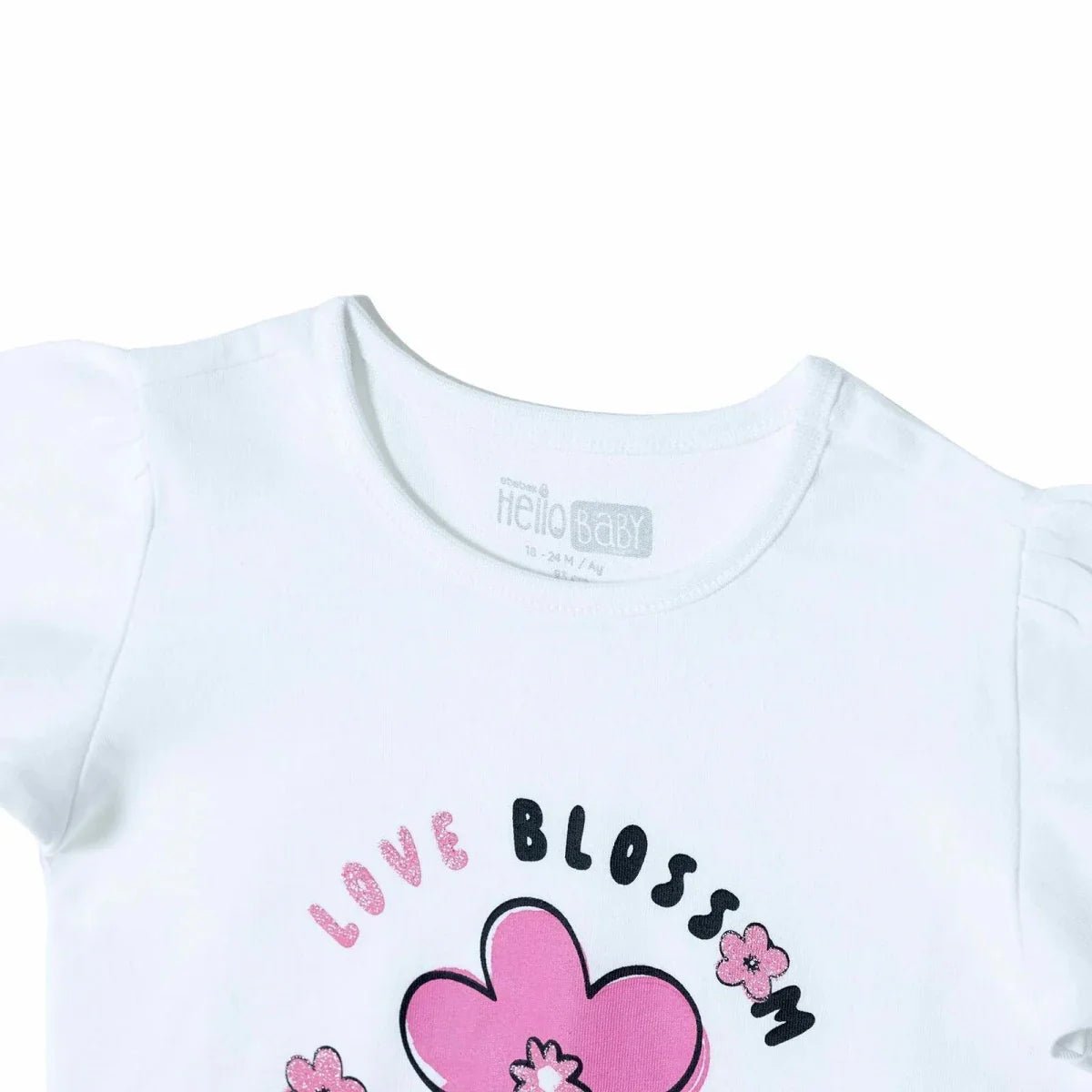 HelloBaby Girls T-shirt Floral Print Crew Neck Short Sleeve - Ecru | Luxury Home Accessories | Heulog Glow