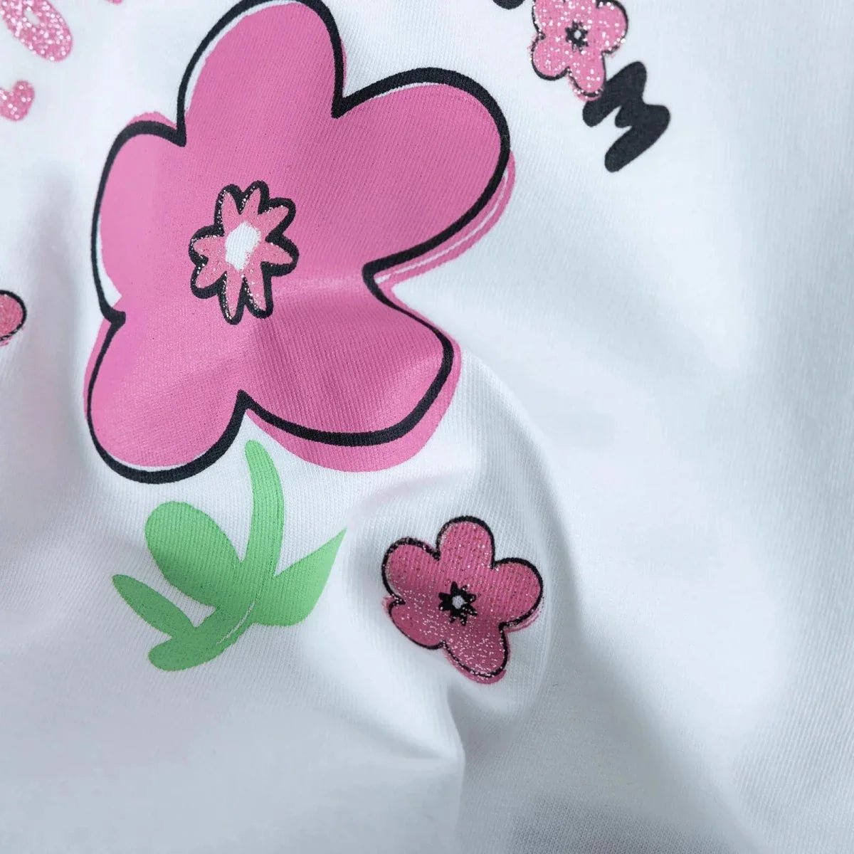 HelloBaby Girls T-shirt Floral Print Crew Neck Short Sleeve - Ecru | Luxury Home Accessories | Heulog Glow