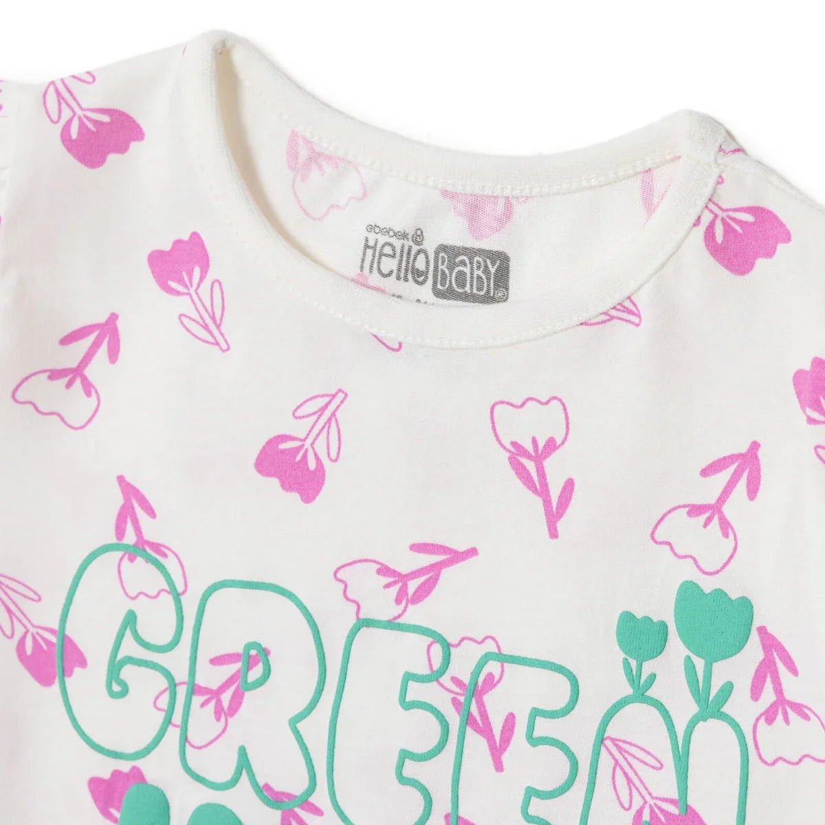 HelloBaby Girls T-shirt Floral Print Crew Neck Short Sleeve - Ecru Printed | Luxury Home Accessories | Heulog Glow