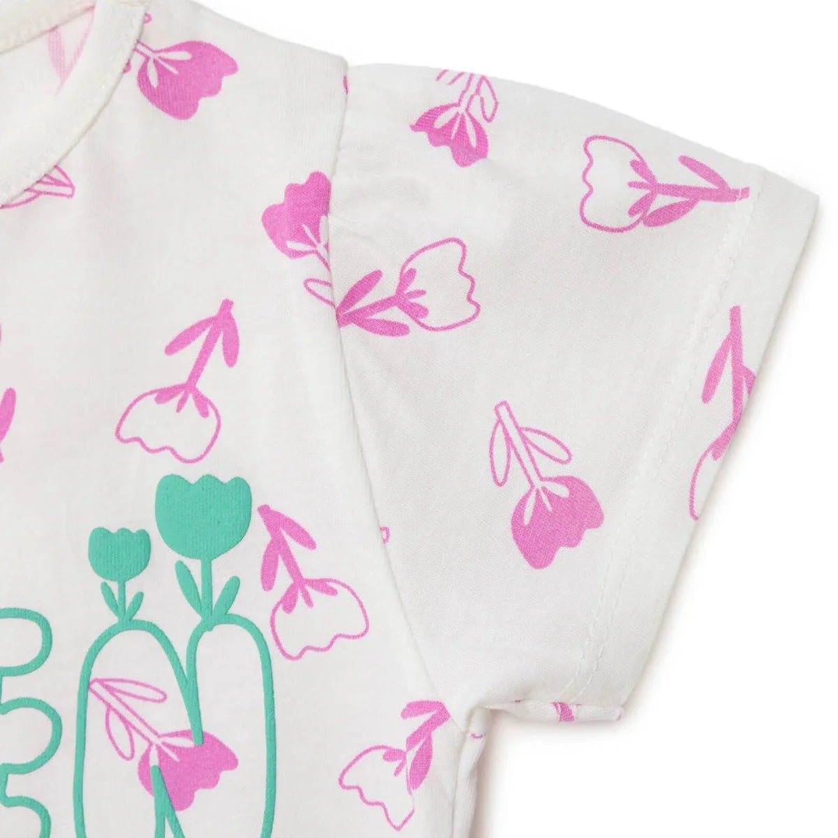 HelloBaby Girls T-shirt Floral Print Crew Neck Short Sleeve - Ecru Printed | Luxury Home Accessories | Heulog Glow