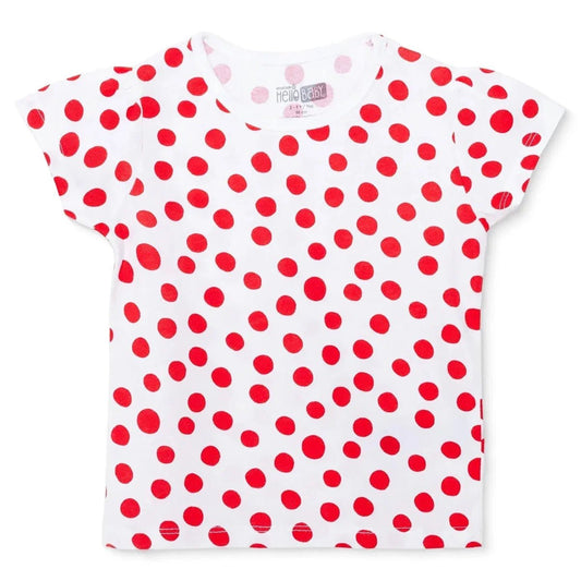HelloBaby Girls T-shirt Polka Dot Print Crew Neck Short Sleeve - Red | Luxury Home Accessories | Heulog Glow
