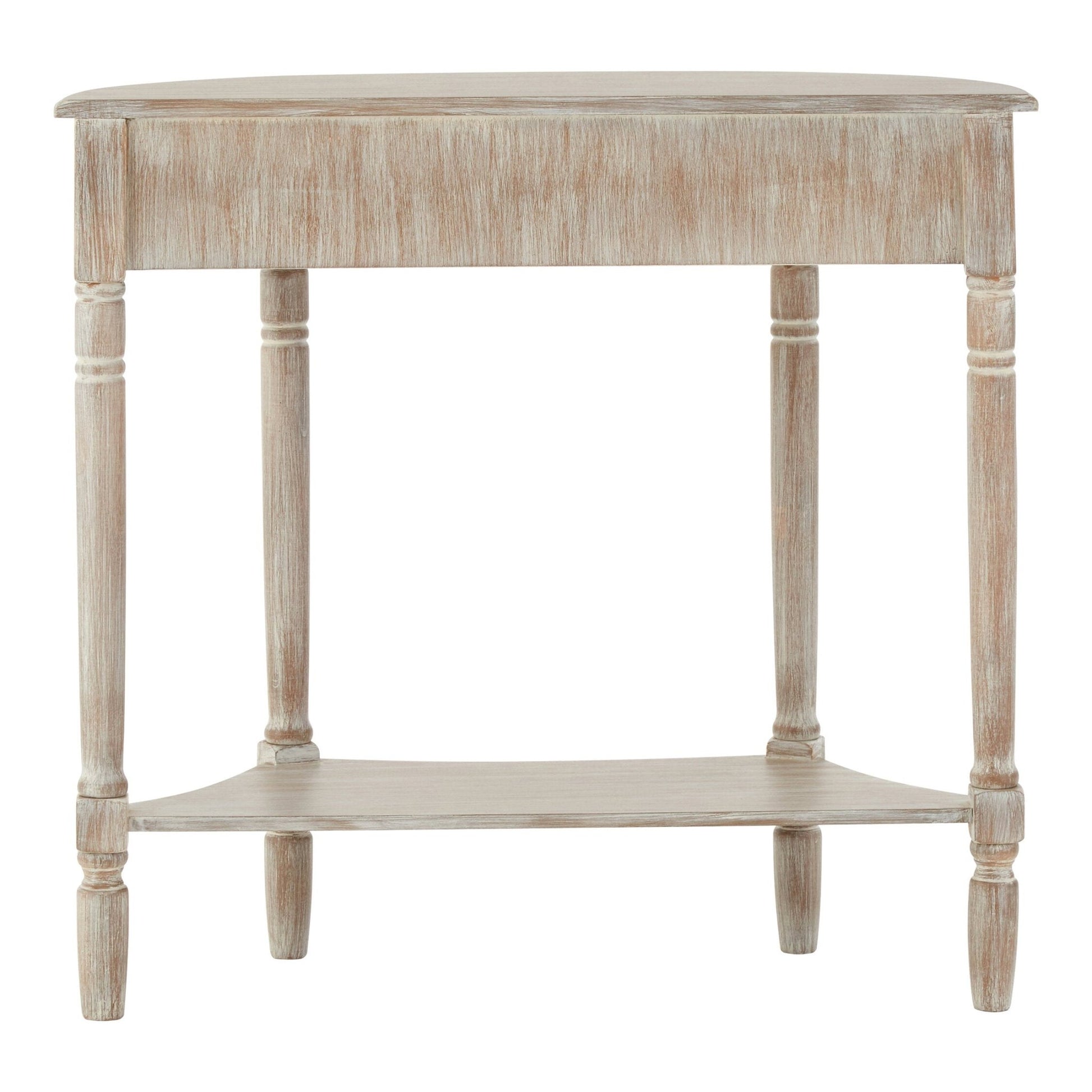 Heritage Natural Wash Half Moon One Drawer Wooden Console Table | Luxury Home Accessories | Heulog Glow