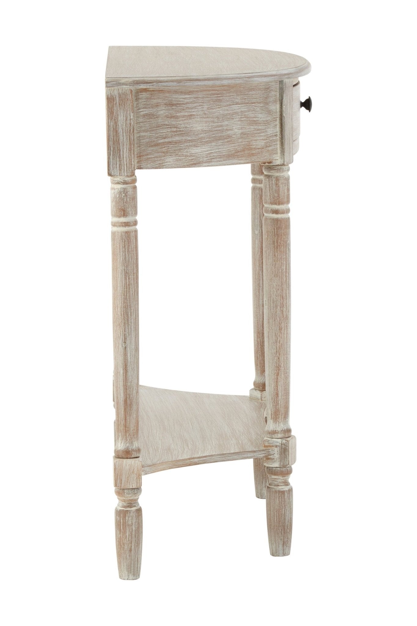 Heritage Natural Wash Half Moon One Drawer Wooden Console Table | Luxury Home Accessories | Heulog Glow