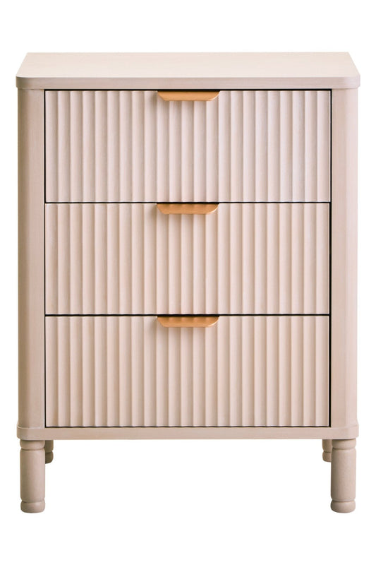 Heritage Reed Detail Taupe Three Drawer Wooden Chest | Luxury Home Accessories | Heulog Glow