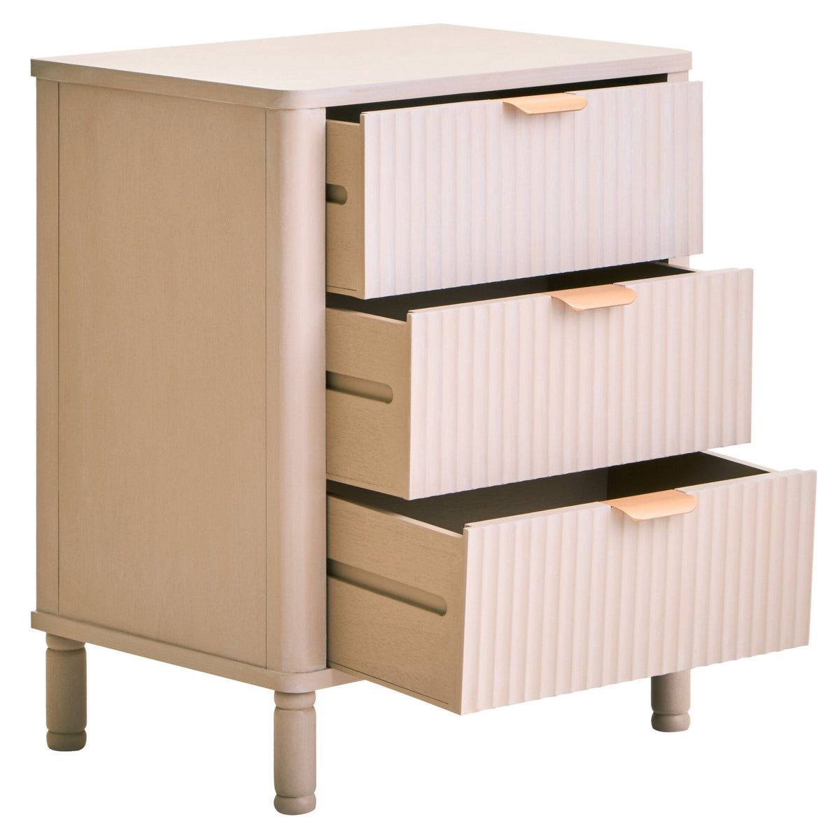 Heritage Reed Detail Taupe Three Drawer Wooden Chest | Luxury Home Accessories | Heulog Glow