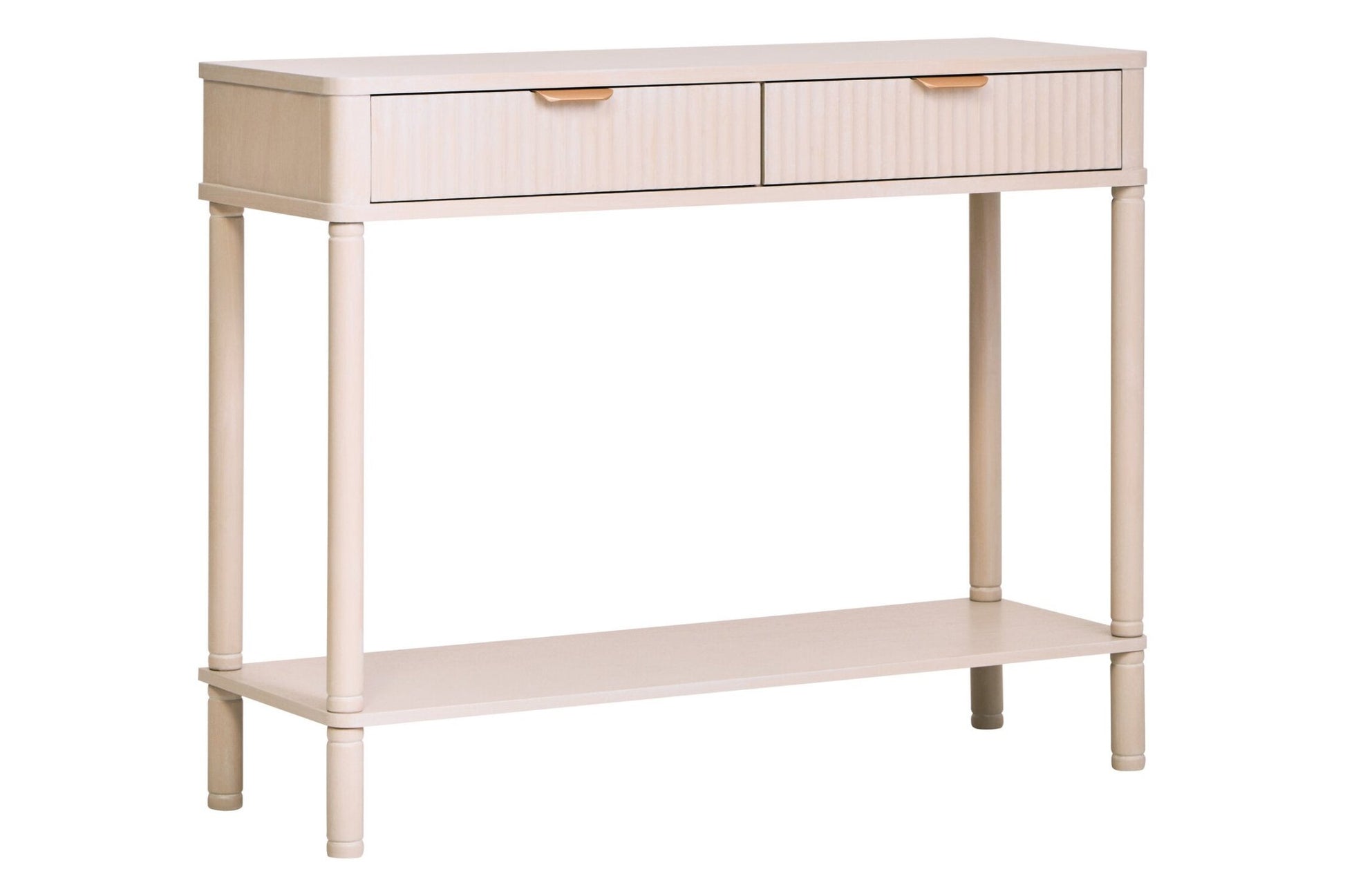 Heritage Two Drawer Reed Detail Taupe Wooden Console Table | Luxury Home Accessories | Heulog Glow