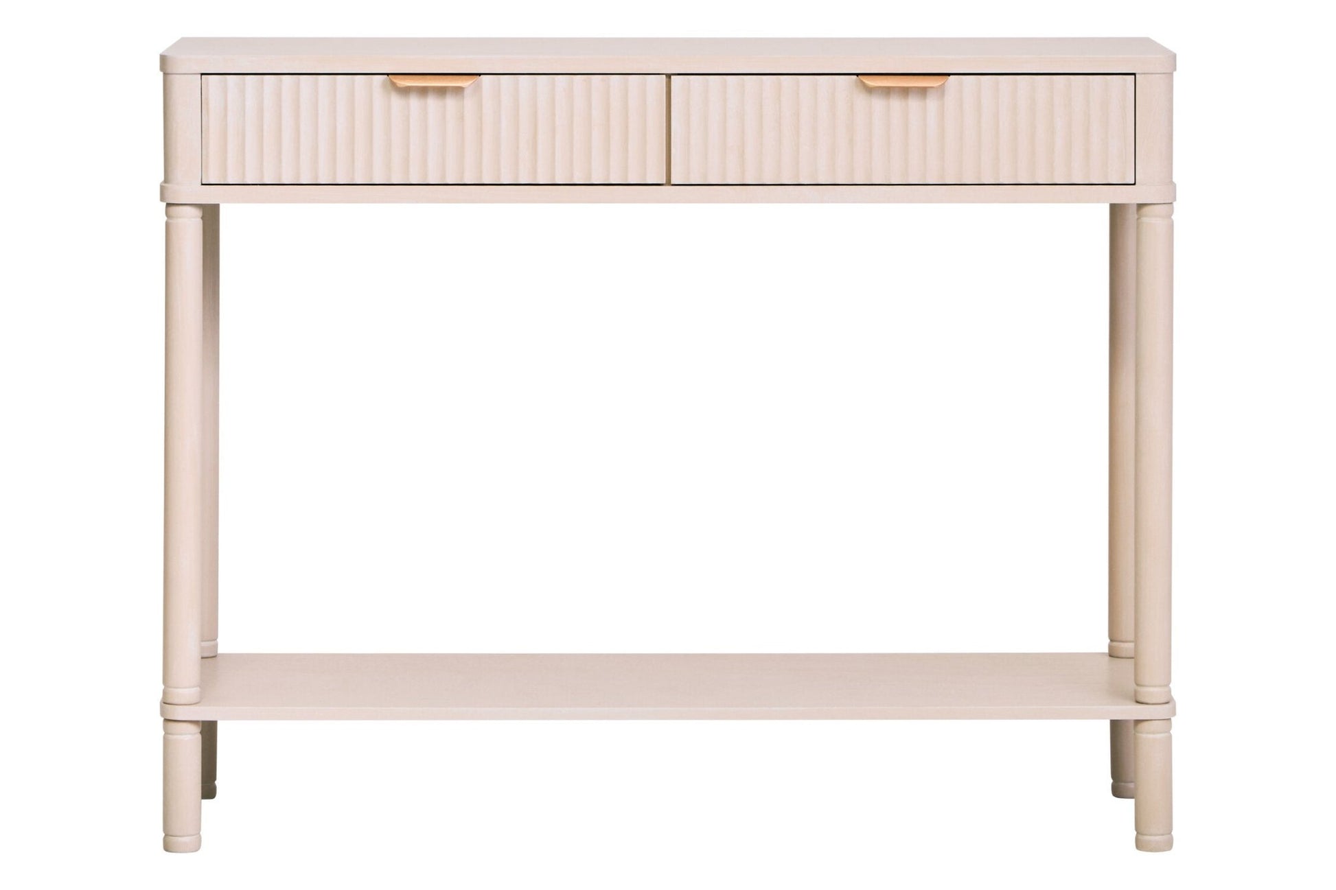 Heritage Two Drawer Reed Detail Taupe Wooden Console Table | Luxury Home Accessories | Heulog Glow