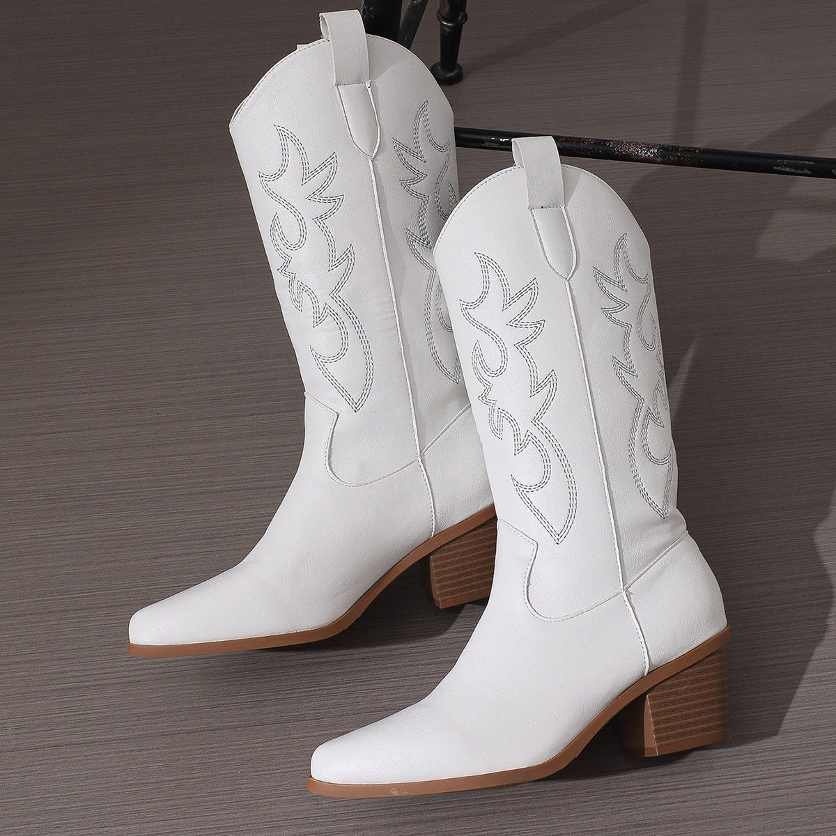 High Heel White Western Cowboy Knight Boots | Luxury Home Accessories | Heulog Glow
