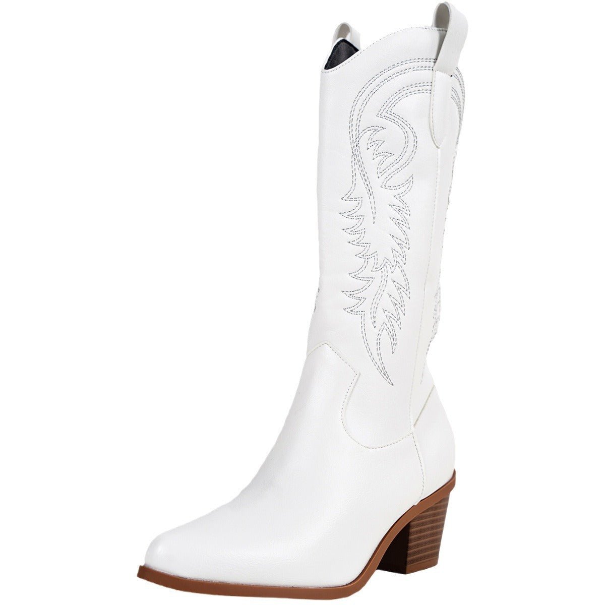 High Heel White Western Cowboy Knight Boots | Luxury Home Accessories | Heulog Glow