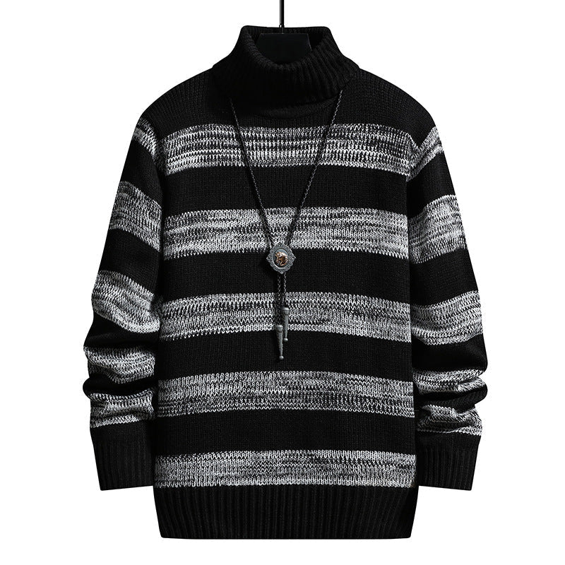 High-neck Men's Autumn And Winter Long-sleeved Trendy Slim Striped Sweater | Luxury Home Accessories | Heulog Glow