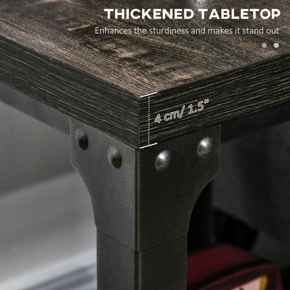 High-Quality Two-Piece Industrial Side Tables: 2-Tier, Storage, Versatile, Elegant | Luxury Home Accessories | Heulog Glow