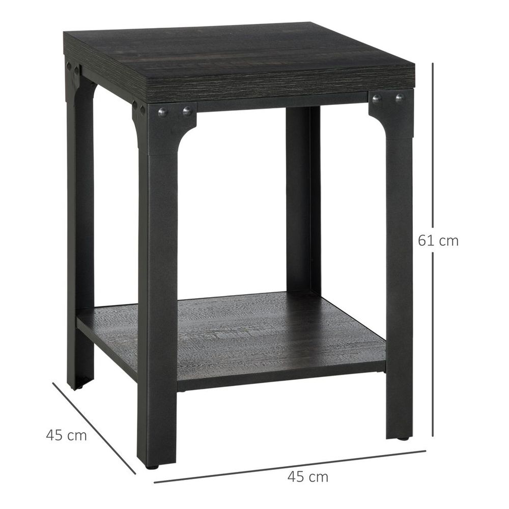 High-Quality Two-Piece Industrial Side Tables: 2-Tier, Storage, Versatile, Elegant | Luxury Home Accessories | Heulog Glow