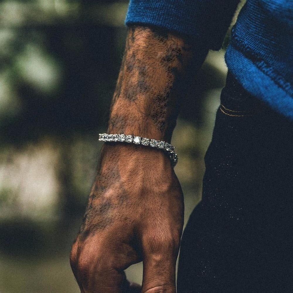 Hip Hop Bracelet Iced Out Single Row Rhinestones Chain Bling Tennis Charm Bracelets Zirconia Bracelets Link Chain Jewelry | Luxury Home Accessories | Heulog Glow