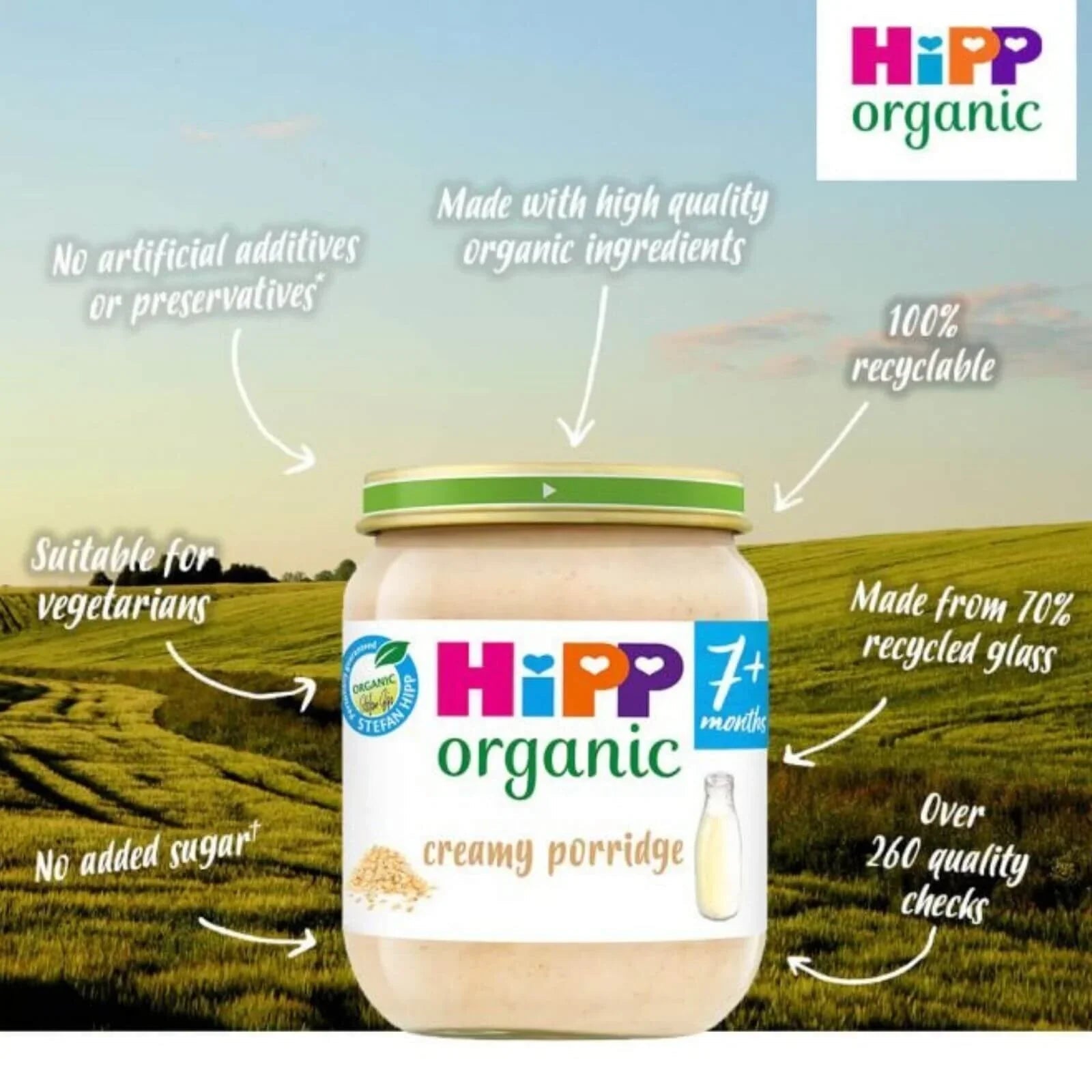 HiPP Organic Creamy Porridge Baby Food Jar 7+ months 160g | Luxury Home Accessories | Heulog Glow