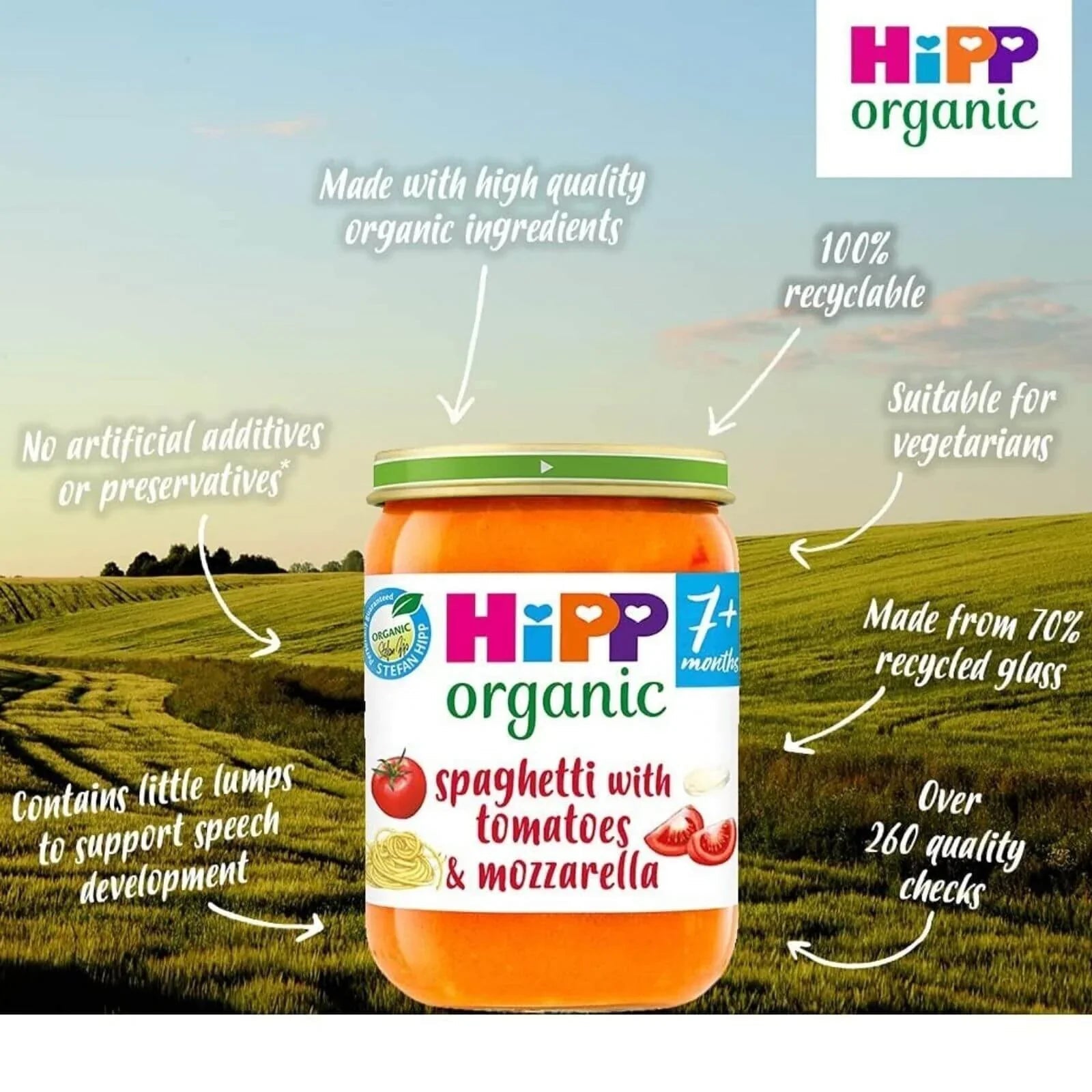 HiPP Organic Spaghetti with Tomatoes & Mozzarella Baby Food Jar 7+ months 190g | Luxury Home Accessories | Heulog Glow