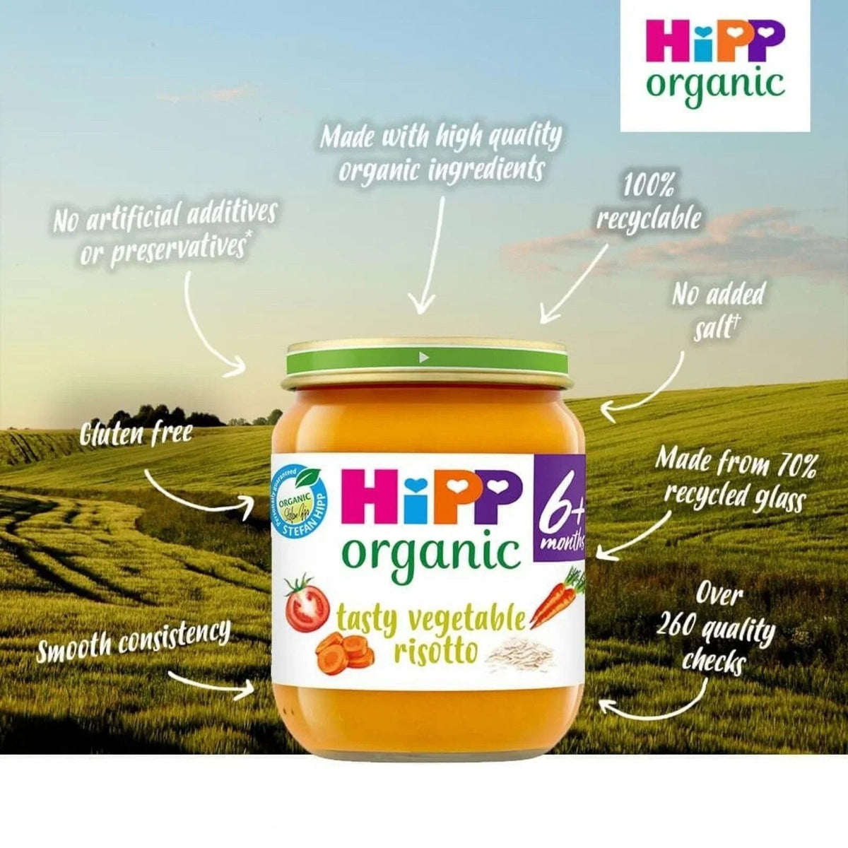HiPP Organic Tasty Vegetable Risotto Baby Food Jar 6+ months 125g | Luxury Home Accessories | Heulog Glow