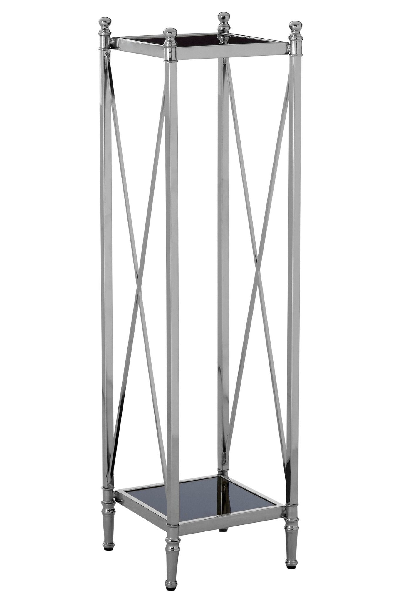 Hoffmann Black Mirrored Glass and Nickel Finish Plant Stand | Luxury Home Accessories | Heulog Glow