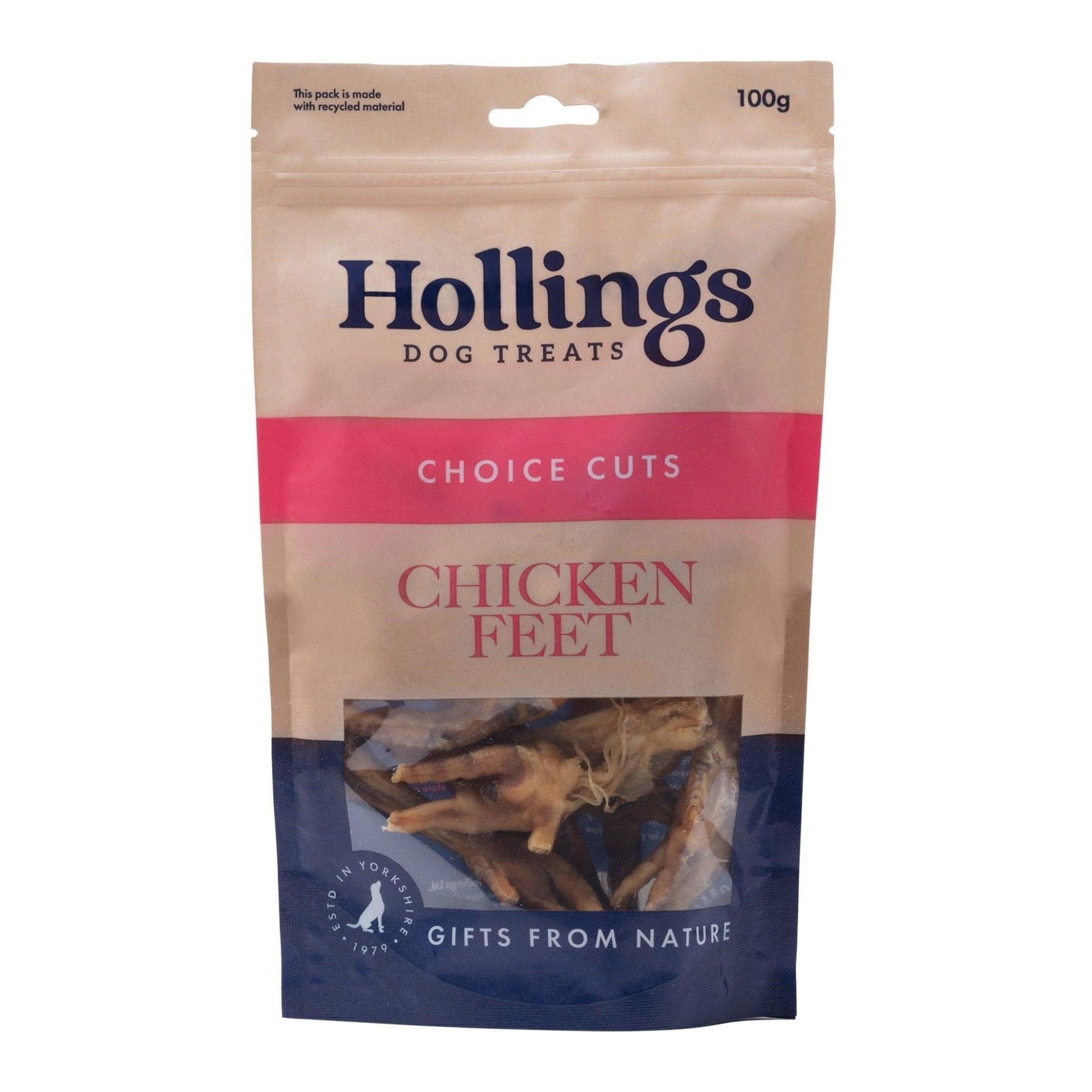 Hollings 100% Nat Chicken Feet 100g | Luxury Home Accessories | Heulog Glow