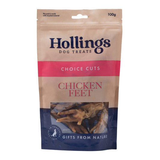 Hollings 100% Nat Chicken Feet 100g | Luxury Home Accessories | Heulog Glow